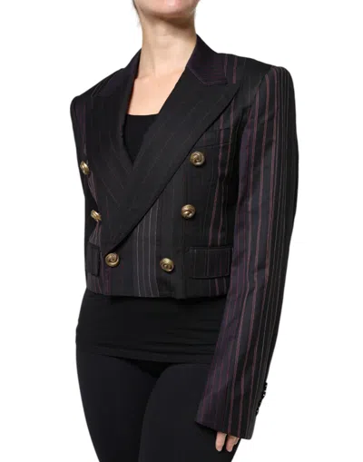 Pre-owned Dolce & Gabbana Multicolor Stripes Wool Cropped Blazer Coat Women's Jacket ()