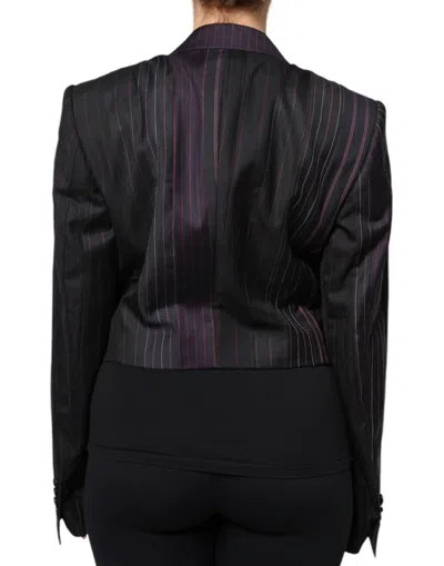 Pre-owned Dolce & Gabbana Multicolor Stripes Wool Cropped Blazer Coat Women's Jacket ()