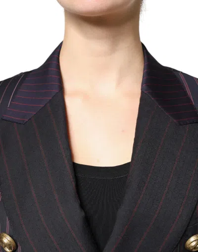 Pre-owned Dolce & Gabbana Multicolor Stripes Wool Cropped Blazer Coat Women's Jacket ()