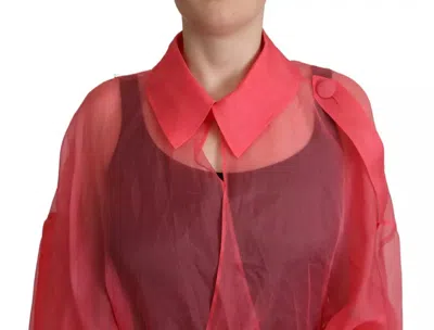 Pre-owned Dolce & Gabbana Pink Silk Organza Belted Coat Women's Jacket ()