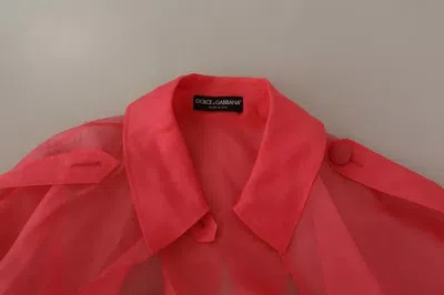 Pre-owned Dolce & Gabbana Pink Silk Organza Belted Coat Women's Jacket ()