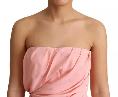 Pre-owned Dolce & Gabbana Pink Silk Stretch Strapless Sheath Midi Women's Dress ()