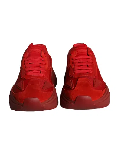 Pre-owned Dolce & Gabbana Red Leather Daymaster Low Top Sneakers Men's Shoes ()