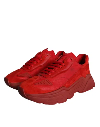 Pre-owned Dolce & Gabbana Red Leather Daymaster Low Top Sneakers Men's Shoes ()