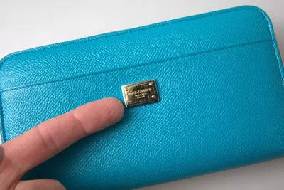 Pre-owned Dolce & Gabbana Wallet Light Blue Love Leather Zip Around Women's Continental ()