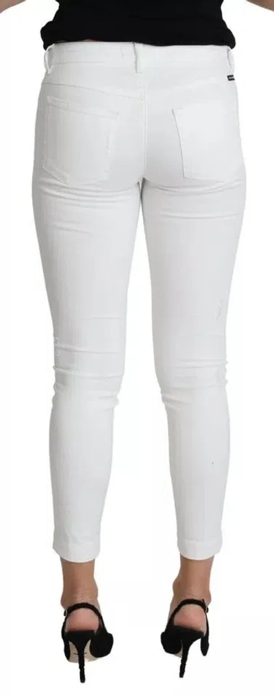 Pre-owned Dolce & Gabbana White Cotton Distressed Pretty Fit Denim Women's Jeans ()