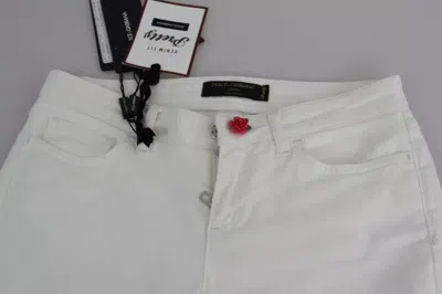 Pre-owned Dolce & Gabbana White Cotton Distressed Pretty Fit Denim Women's Jeans ()