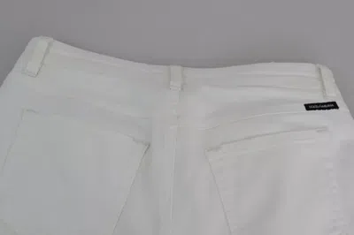Pre-owned Dolce & Gabbana White Cotton Distressed Pretty Fit Denim Women's Jeans ()