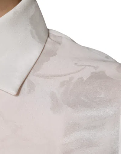 Pre-owned Dolce & Gabbana White Silk Collared Long Sleeves Shirt Women's Top ()