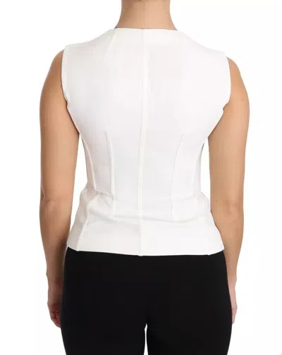 Pre-owned Dolce & Gabbana White Striped Cotton Sleeveless Top Women's T-shirt () In Multicolor