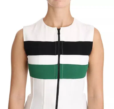 Pre-owned Dolce & Gabbana White Striped Cotton Sleeveless Top Women's T-shirt () In Multicolor