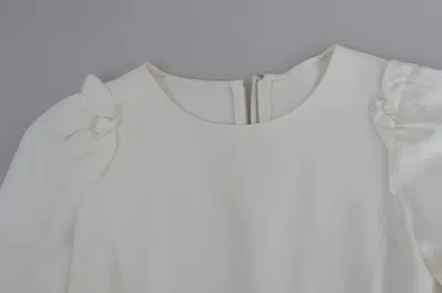 Pre-owned Dolce & Gabbana White Viscose Stretch Short Sleeves Blouse Women's Top ()