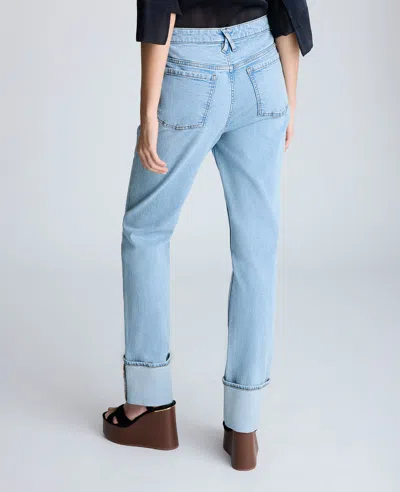 Kenneth Cole High Rise Straight Leg Wide Cuff Denim Jean In Nu Wash