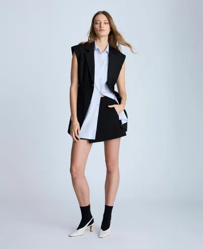 Kenneth Cole Layered Vest With Detachable Front Shirt In Black,pale Sky