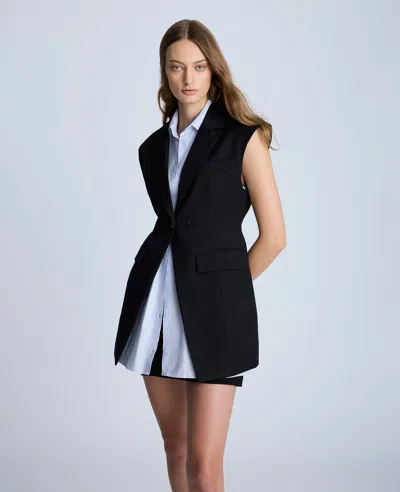Kenneth Cole Layered Vest With Detachable Front Shirt In Black,pale Sky