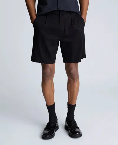 Kenneth Cole Performance Pleated Linen Short In Black