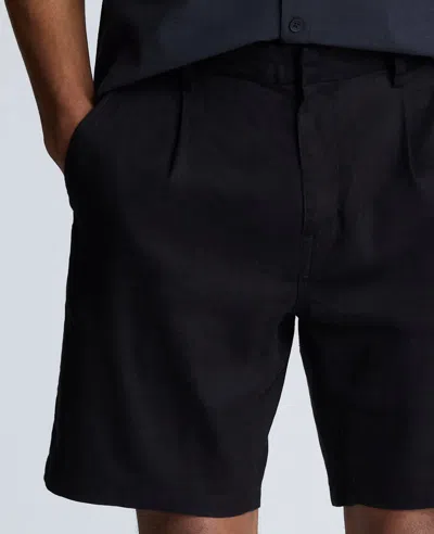 Kenneth Cole Performance Pleated Linen Short In Black
