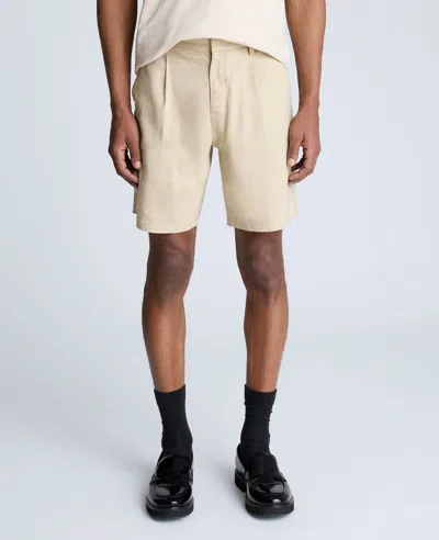 Kenneth Cole Performance Pleated Linen Short In Tan