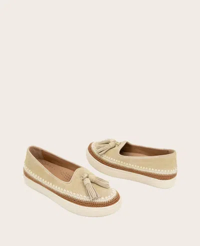 Gentle Souls - Citrus Tassel Suede Platform Slip On In Stone Suede
