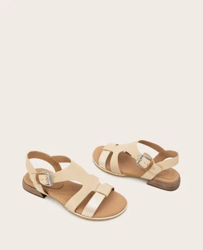 Gentle Souls - Haisley Leather Metallic Combo Sandal In Sand Leather