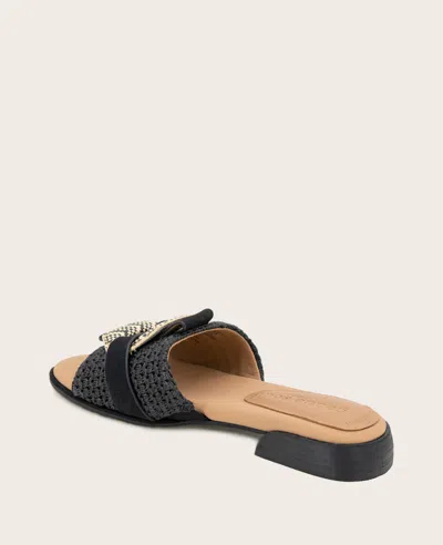 Gentle Souls - Hudson Raffia Slip On Sandal In Black Raffia