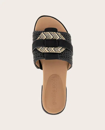 Gentle Souls - Hudson Raffia Slip On Sandal In Black Raffia