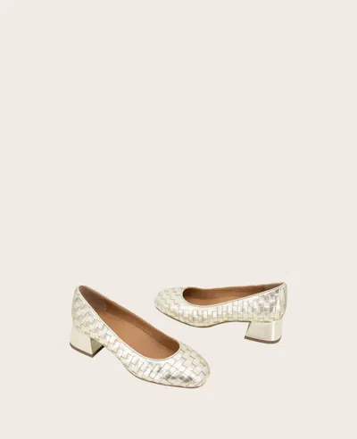 Gentle Souls - Lancine Metallic Woven Heel In Soft Gold Leather