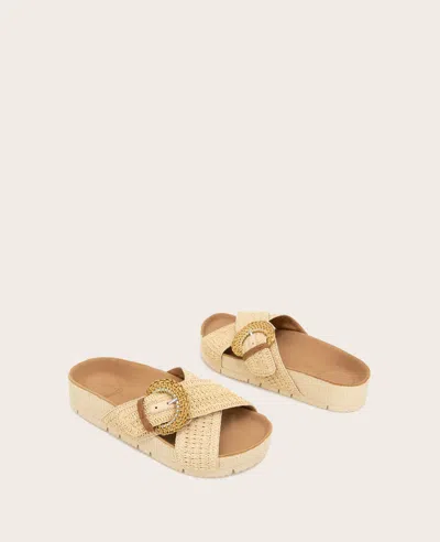 Gentle Souls - Louisa X Band Raffia Platform Slip On In Natural Raffia