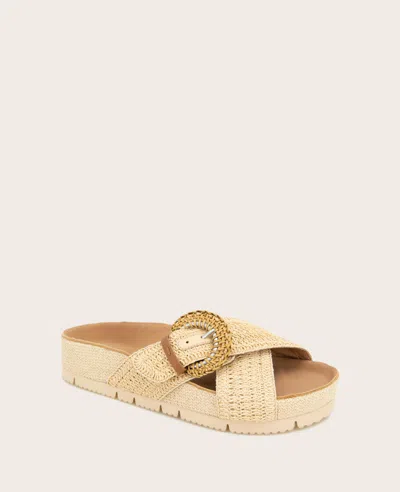 Gentle Souls - Louisa X Band Raffia Platform Slip On In Natural Raffia