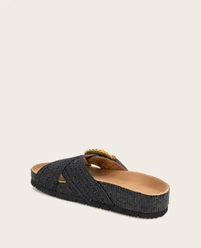 Gentle Souls - Louisa X Band Raffia Platform Slip On In Black Raffia