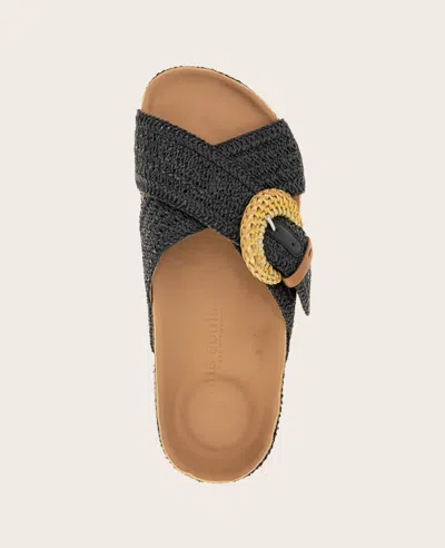 Gentle Souls - Louisa X Band Raffia Platform Slip On In Black Raffia