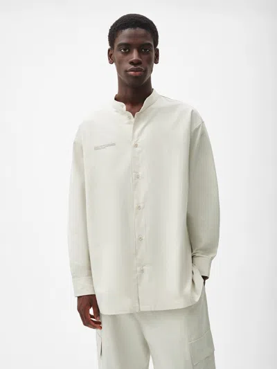 Pangaia Mens Organic Cotton Linen Mandarin Collar Long-sleeve Shirt In Limestone