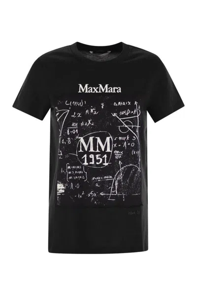 Max Mara Crew Neck Jersey T-shirt With Graphic Print In Black