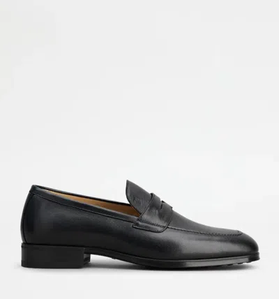 Tod's Logo-debossed Leather Penny Loafers In Black