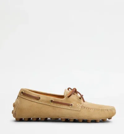 Tod's Gommino Leather-trimmed Suede Loafers In White