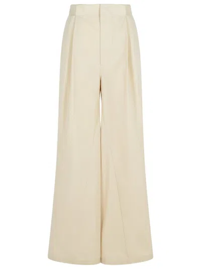 Maison Margiela Over Ivory Cotton Blend Pants In Beige