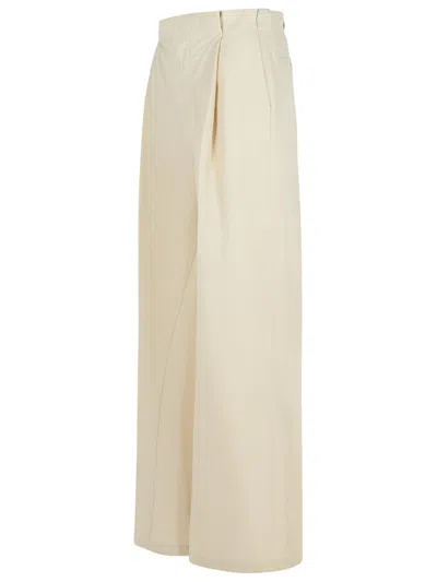 Maison Margiela Over Ivory Cotton Blend Pants In Beige