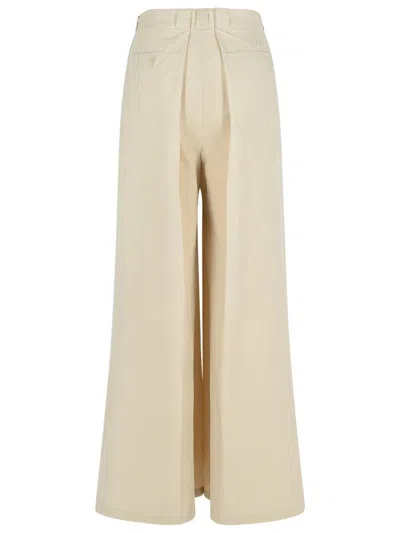 Maison Margiela Over Ivory Cotton Blend Pants In Beige