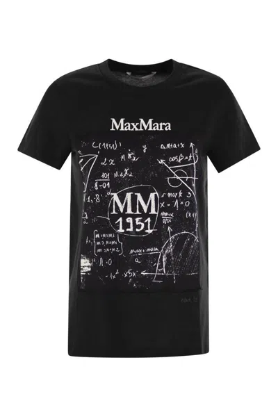 Max Mara Crew Neck Jersey T-shirt With Graphic Print In Black