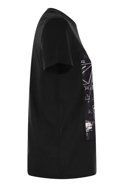 Max Mara Crew Neck Jersey T-shirt With Graphic Print In Black