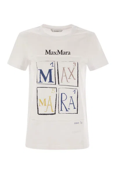 Max Mara Graphic Print Short Sleeve Top Collection In White