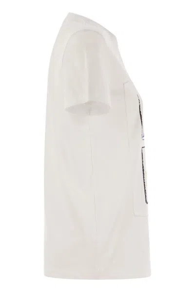 Max Mara Graphic Print Short Sleeve Top Collection In White