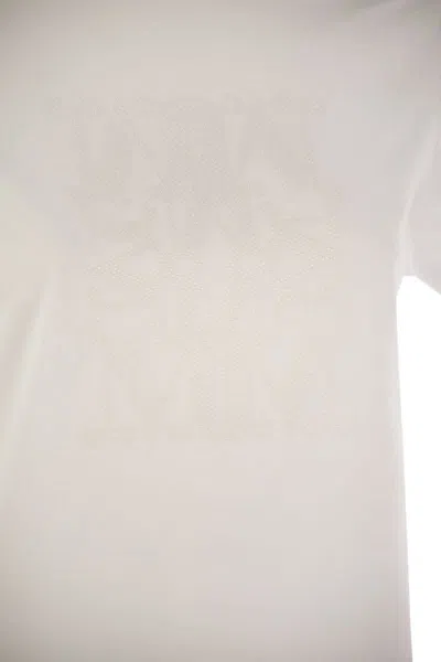 Max Mara Logo Embroidered Crewneck T-shirt In Optical White