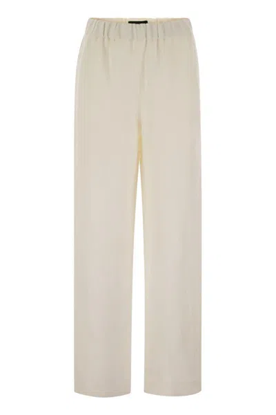 Fabiana Filippi Crepe Trousers Beaded Elastic Waistband In White