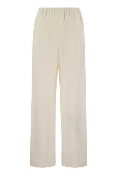 Fabiana Filippi Crepe Trousers Beaded Elastic Waistband In White