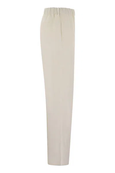 Fabiana Filippi Crepe Trousers Beaded Elastic Waistband In White