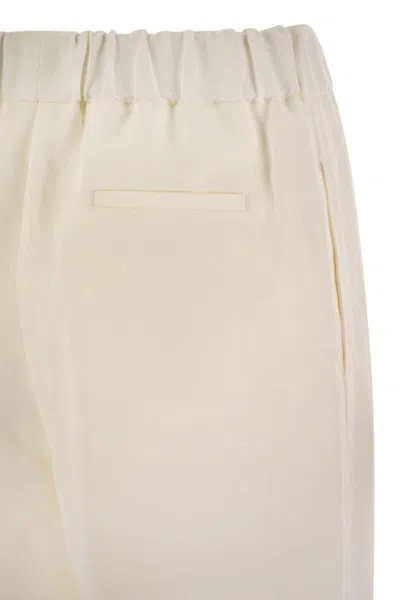 Fabiana Filippi Crepe Trousers Beaded Elastic Waistband In White