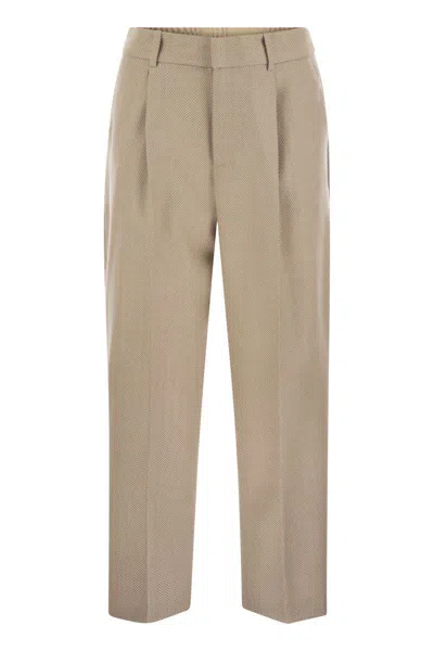 Pt Torino Daisy - Wool And Cashmere Pinstripe Pants In Beige