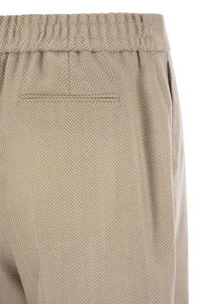 Pt Torino Daisy - Wool And Cashmere Pinstripe Pants In Beige