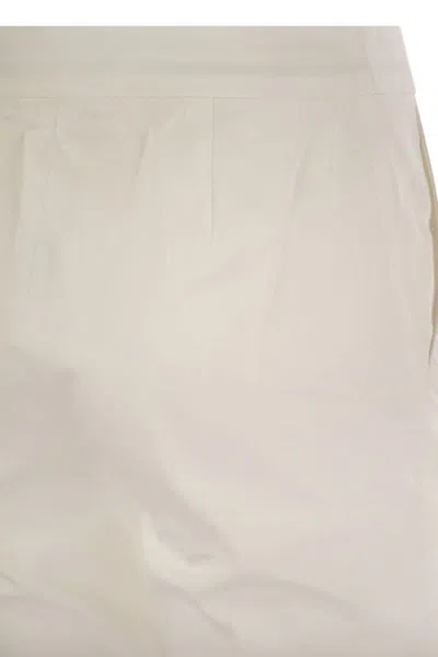 Max Mara Maxmara Women Okra - Cotton Satin Trousers In White